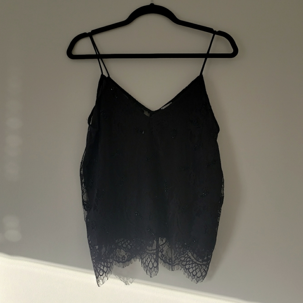 Lace tank with beading